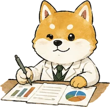 グラフを書いているしば犬のイラスト